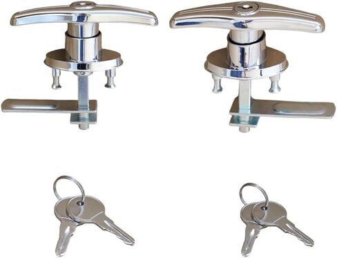 WJSKDQ Truck Cap Camper Shell T-Handle Lock Latch Replacement Parts,Matching Set T-Handles Lock, Keyed Alike (Left&Right)-Complete Set (2Pack) (Silver) in Kuwait
