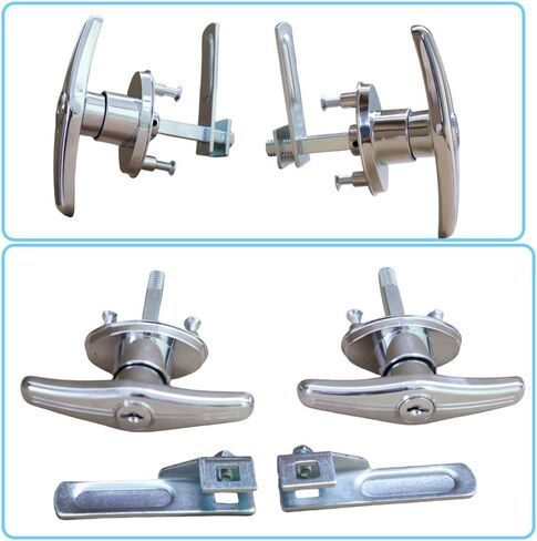 WJSKDQ Truck Cap Camper Shell T-Handle Lock Latch Replacement Parts,Matching Set T-Handles Lock, Keyed Alike (Left&Right)-Complete Set (2Pack) (Silver) in Kuwait