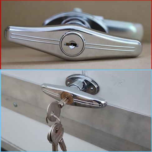WJSKDQ Truck Cap Camper Shell T-Handle Lock Latch Replacement Parts,Matching Set T-Handles Lock, Keyed Alike (Left&Right)-Complete Set (2Pack) (Silver) in Kuwait