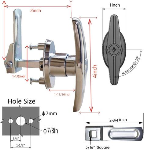 WJSKDQ Truck Cap Camper Shell T-Handle Lock Latch Replacement Parts,Matching Set T-Handles Lock, Keyed Alike (Left&Right)-Complete Set (2Pack) (Silver) in Kuwait