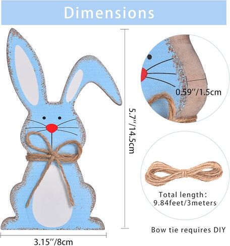 زينة عيد الفصح للمنزل، 3 قطع ديكور طاولة أرنب عيد الفصح، علامات خشبية طبيعية لعيد الفصح، سطح طاولة ريفي لديكور عيد الفصح لديكور صينية متدرجة وهدايا عيد الفصح (3 ألوان) in Kuwait