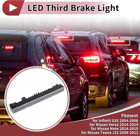 LED Third Brake Light for Nissan Versa 2014-2019 26590-3WC0A Red 3rd High Mounted Stop Lamp for Nissan Note 2014-2019 26590-AC50A Rear Center High Level Brake Light Bar Taillight in Saudi Arabia