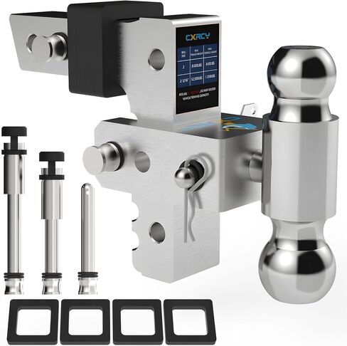 Adjustable Trailer Hitch-6 Inch Drop/Rise (Fits 2-Inch Receiver),Heavy Duty Aluminum Tow Hitches(2"&2-5/16"Ball),Trailer Max 12500LBS,Dual-Position Locking Pin(US patents,No.US012304258B1) in Kuwait