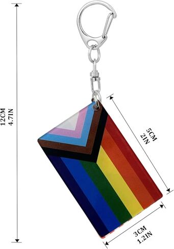 Progress Pride Rainbow Flag Keychain - Double Sided Acrylic D Shape Chains Gay LGBTQ Flags Key Chains Men and Women Style Car Key chain Gifts Decoration (3 Pcs) in Kuwait