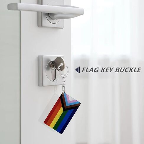 Progress Pride Rainbow Flag Keychain - Double Sided Acrylic D Shape Chains Gay LGBTQ Flags Key Chains Men and Women Style Car Key chain Gifts Decoration (3 Pcs) in Kuwait