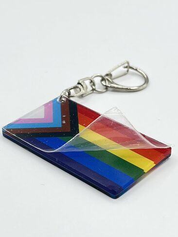 Progress Pride Rainbow Flag Keychain - Double Sided Acrylic D Shape Chains Gay LGBTQ Flags Key Chains Men and Women Style Car Key chain Gifts Decoration (3 Pcs) in Kuwait