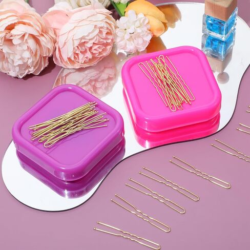 2 Pcs Bobby Pin Holder Magnetic Paper Clip Holder Square Magnetic Pin Cushion Hairpin Storage Box Hair Clip Collector for Desk Vanity Sewing Quilting DIY Projects (Rose, Purple) in Saudi Arabia