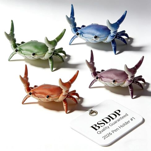Desk Crab Pen Holder, Funny Weightlifting Crabs Shaped Spoon Holders, Mini Tiny Animal Pencil Rest, Realistic Creative Penholders Storage Accessories, Cute Rack Ornaments, Bracket Gift(4PCS) in Saudi Arabia