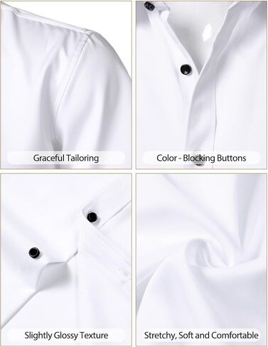 ZEROYAA Men's Short Sleeve Dress Shirt Casual Wrinkle Free Stretch Modern Slim Fit Button Down Shirts in Saudi Arabia