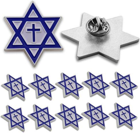 6/12/50/100Pack Israel Israeli Star of David Enamel Lapel Pin Silver Metal Blue and White Jewish Lapel Pin in Kuwait