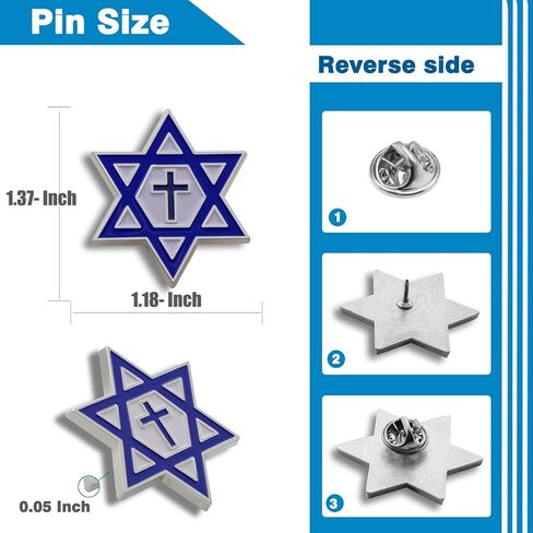 6/12/50/100Pack Israel Israeli Star of David Enamel Lapel Pin Silver Metal Blue and White Jewish Lapel Pin in Kuwait
