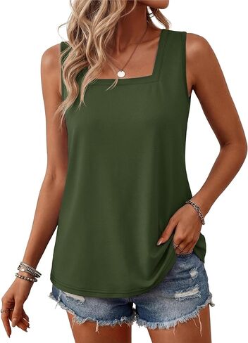 YUCOLEN Womens Tank Tops Loose Fit Square Neck Summer Sleeveless Tops Casual Basic 2026 Trendy in Kuwait