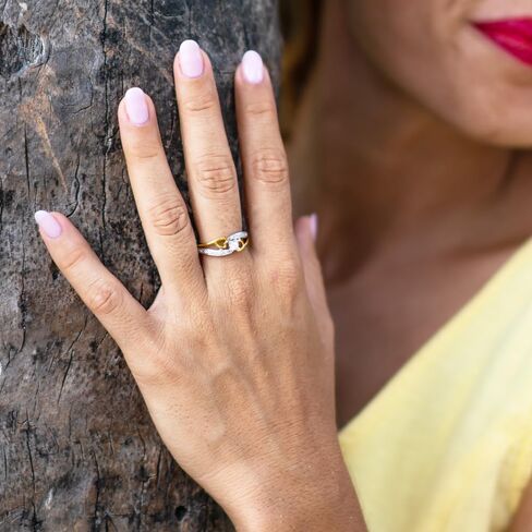 Diamond Promise Ring Heart in 14KT Yellow Gold Plated Sterling Silver 1/10 CTTW (H-I Color, I2-I3 Clarity) in Kuwait