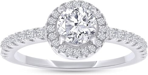 SAVEARTH DIAMONDS 18K Gold Plated Halo Ring | Center 5MM Moissanite Diamond Ring for Women | Round Engagement Promise Rings for Her (0.70 Ctw) in Saudi Arabia
