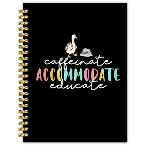 BRRNYOI Special Education Gifts Notebook Journal 5.5x8.3, SPED Autism Teacher Gifts, Funny Caffeinate Accommodate Educate Goose Hardcover Spiral Notebooks for Note Taking in Saudi Arabia
