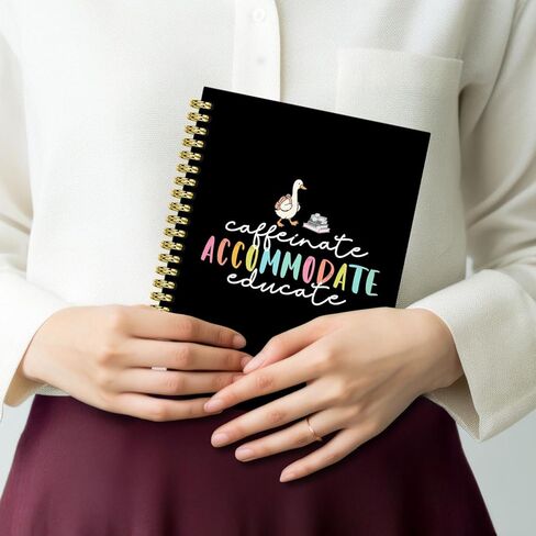 BRRNYOI Special Education Gifts Notebook Journal 5.5x8.3, SPED Autism Teacher Gifts, Funny Caffeinate Accommodate Educate Goose Hardcover Spiral Notebooks for Note Taking in Saudi Arabia
