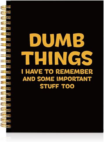 أشياء غبية يجب أن أتذكرها وبعض الأشياء المهمة دفتر ملاحظات حلزوني ذهبي أسود جدًا، هدايا مكتبية مضحكة لقائد العمل المحترف، مجلة فكاهية لعضو فريق الأصدقاء in Kuwait