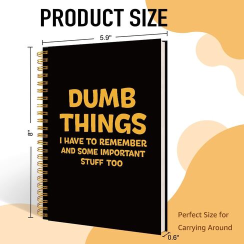 أشياء غبية يجب أن أتذكرها وبعض الأشياء المهمة دفتر ملاحظات حلزوني ذهبي أسود جدًا، هدايا مكتبية مضحكة لقائد العمل المحترف، مجلة فكاهية لعضو فريق الأصدقاء in Kuwait