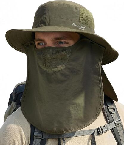 FURTALK Sun Hats for Men Women Fishing Hat with Face Cover Neck Flap UPF 80+ Wide Brim Hiking Safari Summer Bucket Hats in Saudi Arabia