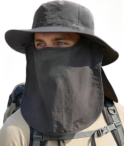 FURTALK Sun Hats for Men Women Fishing Hat with Face Cover Neck Flap UPF 80+ Wide Brim Hiking Safari Summer Bucket Hats in Saudi Arabia