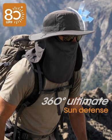 FURTALK Sun Hats for Men Women Fishing Hat with Face Cover Neck Flap UPF 80+ Wide Brim Hiking Safari Summer Bucket Hats in Saudi Arabia