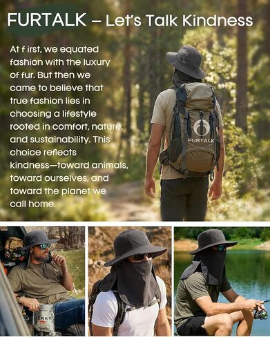 FURTALK Sun Hats for Men Women Fishing Hat with Face Cover Neck Flap UPF 80+ Wide Brim Hiking Safari Summer Bucket Hats in Saudi Arabia