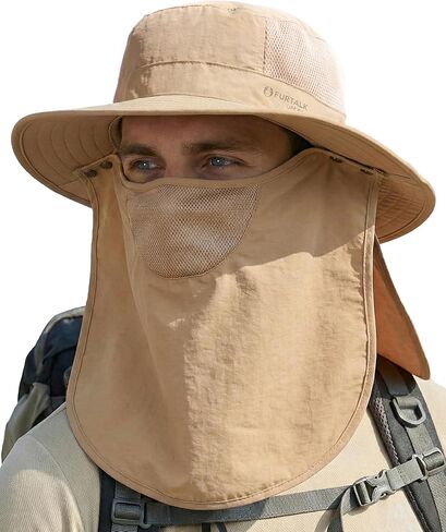 FURTALK Sun Hats for Men Women Fishing Hat with Face Cover Neck Flap UPF 80+ Wide Brim Hiking Safari Summer Bucket Hats in Saudi Arabia