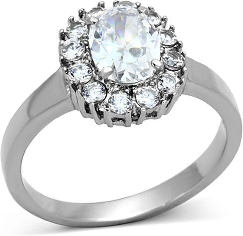 Marimor Jewelry 2.15 Carat Halo Oval Cut Zirconia Stainless Steel Engagement Ring Women's Size 5-10 in Saudi Arabia
