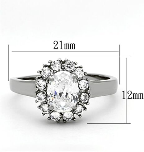 Marimor Jewelry 2.15 Carat Halo Oval Cut Zirconia Stainless Steel Engagement Ring Women's Size 5-10 in Saudi Arabia