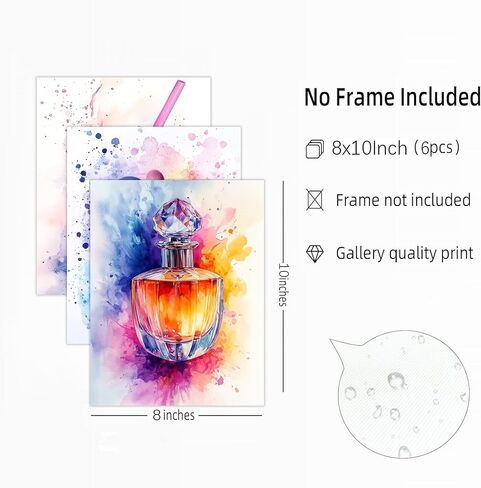 PAINURA Tween Girl جدار الفن ماكياج غرفة الديكور الملونة فتاة في سن المراهقة الملصقات الوردي والأرجواني قماش صور الجمال للفتيات غرفة جدار ديكور للفتيات في سن المراهقة غرفة نوم مجموعة من 6 غير مؤطرة 8x10 بوصة in Kuwait