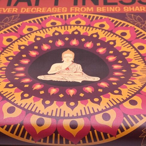 WEROUTE Buddha Wall Art Zen Decor Printed on Canvas with Scroll Wood Frame Hanger Poster Happiness Quote Motivational Home Decor Hanging Painting 15.7 x 27 inch in Kuwait