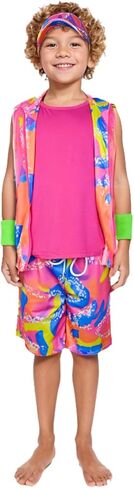 80s 90s Outfit for Kids Boys Girls,5 Pieces Workout Costume Halloween Party Cosplay Dress Up in Saudi Arabia