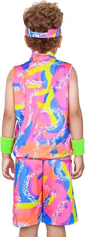 80s 90s Outfit for Kids Boys Girls,5 Pieces Workout Costume Halloween Party Cosplay Dress Up in Saudi Arabia