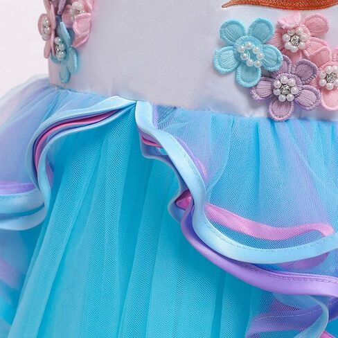 Girls Unicorn Costume Long Sleeve Dress Princess Birthday Pageant Wedding Halloween Christmas Party Long Tulle Gown in Saudi Arabia