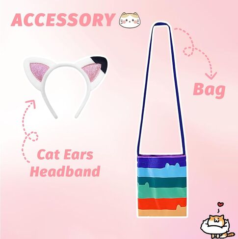 فستان توتو للفتيات بألوان قوس قزح للأطفال زي قطة لعيد الميلاد مع عصابة رأس وحقيبة لحفلات عيد الميلاد من 3 إلى 8 سنوات in Kuwait