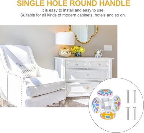 4 قطع من مقابض سحب الأدراج المستديرة المصنوعة من السيراميك ذات الفتحة الواحدة، مجموعة مقابض أبواب خزانة الملابس اللطيفة مع اللون الوردي والأزرق وتصميمات لإكسسوارات أثاث الغرفة in Kuwait