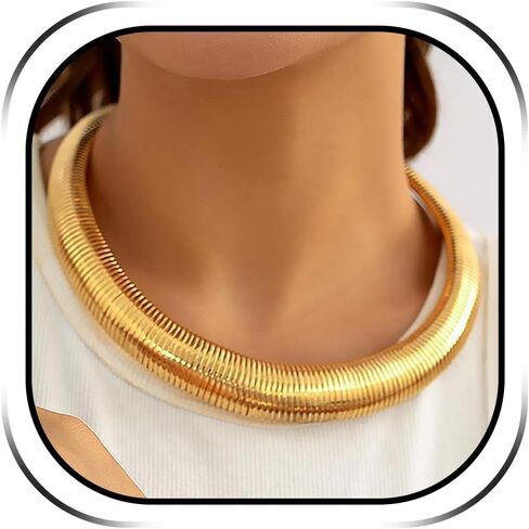 قلادة ذهبية مكتنزة بيان قلادة للنساء لذيذ الذهب المختنق قلادة مفتوحة الكفة قلادة الذهب القلائد مكتنزة سحر الشرير سميكة قلادة الملحقات الاشياء العصرية in Kuwait