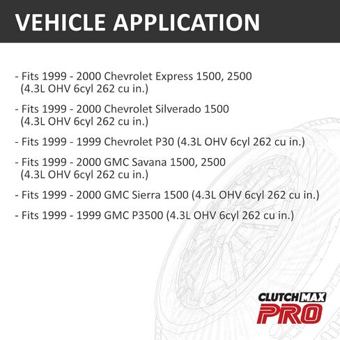 طقم القابض OEM عالي التحمل من ClutchMaxPRO مع أسطوانة تابعة متوافقة مع 1999-2000 Chevy Express 1500 2500 Silverado 1500 P30 GMC Savana 1500 2500 Sierra 1500 P3500 (CP04090HDWS-CK) in Saudi Arabia