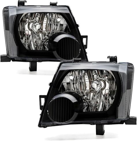 Headlights Assembly Fit For 2005 2006 2007 2008 2009 2010 2011 2012 2013 2014 2015 Nissan Xterra Black Housing Clear Lens Halogen Headlamp Driver & Passnger Side Replace NI2502161 26010EA025 in Kuwait