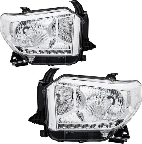 Pair OE Style Headlights Assembly Compatible with Toyota Tundra 2014-2021 with Clear Lens/Black Housing/Amber Reflector Front Lamps Left and Right Side(Set of 2) # TO2503219 in Saudi Arabia