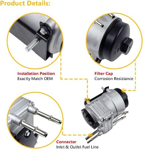 6C3Z-9G282-C Diesel Fuel Pump Filter Assembly Powerstroke Diesel Engine | Fit for Ford Excursion F250 F350 F450 F550 Super Duty V8 6.0L | OE 3C3Z9C407AA 3C3Z9C407AB 6C3Z9C407AA 6C3Z9G282C PFB101 in Saudi Arabia