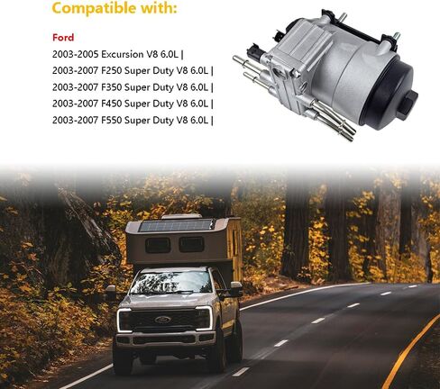 6C3Z-9G282-C Diesel Fuel Pump Filter Assembly Powerstroke Diesel Engine | Fit for Ford Excursion F250 F350 F450 F550 Super Duty V8 6.0L | OE 3C3Z9C407AA 3C3Z9C407AB 6C3Z9C407AA 6C3Z9G282C PFB101 in Saudi Arabia