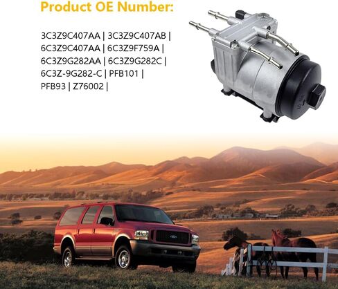 6C3Z-9G282-C Diesel Fuel Pump Filter Assembly Powerstroke Diesel Engine | Fit for Ford Excursion F250 F350 F450 F550 Super Duty V8 6.0L | OE 3C3Z9C407AA 3C3Z9C407AB 6C3Z9C407AA 6C3Z9G282C PFB101 in Saudi Arabia