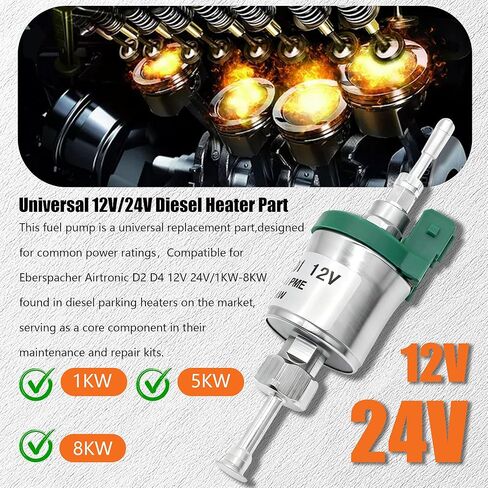 Diesel Heater Fuel Pump 12V Quieter Electric Oil Pump with Bracket, Universal Replacement Part for All Diesel Parking Air Heaters in Kuwait