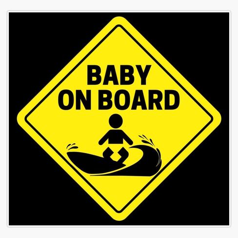 MAGNET Baby on Board Baby on Surf Board Surfing Baby Magnetic Bumper Sticker 5" in Saudi Arabia