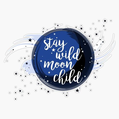 ملصق مطبوع عليه Stay Wild Moon Child - ملصق بتصميم قلب ورقي من الفينيل مقاس 5 بوصات in Saudi Arabia