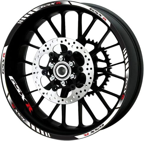لسوزوكي GSXR GSX-R 600 750 1000 ملحقات الدراجات النارية حافة سميكة خارجية أمامية وخلفية حافة العجلة غطاء عاكس ملصق لاصق حلية شريط (أبيض) in Saudi Arabia