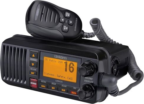 Uniden UM435 Advanced Fixed Mount VHF Marine Radio, All USA/International/Canadian Marine Channels Including New 4-Digit, CDN “B" Channels, 1 Watt/25 Watt Power, Waterproof IPX8 Submersible, White in Kuwait