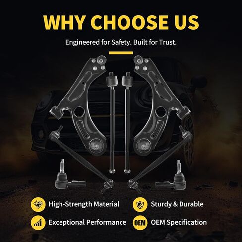 Front Lower Control Arm w/Ball Joint Fit for Chevy Sonic 1.4L 2012-2020 Sonic 1.8L 2012-2018 K622426 K622428 + 2 Tie Rod + 2 Sway Bar - 6 Set Suspension Kit in Kuwait