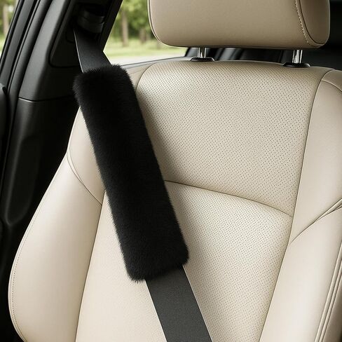2 Pack Plush Car Seat Belt Cover, Soft Fluffy Shoulder Pads, Straps & Bags – Universal Fit, 9.8''/15.7''/19.6'' Options – Comfortable Car Interior Accessories (Leopard, 9.8 inch) in Saudi Arabia